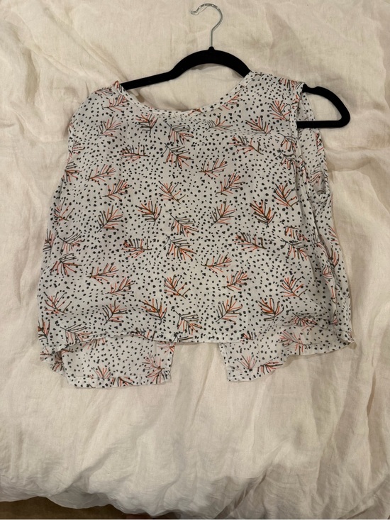 Osei Duro Tops - White Printed Sleeveless Tank Top with Orange Floral Motif